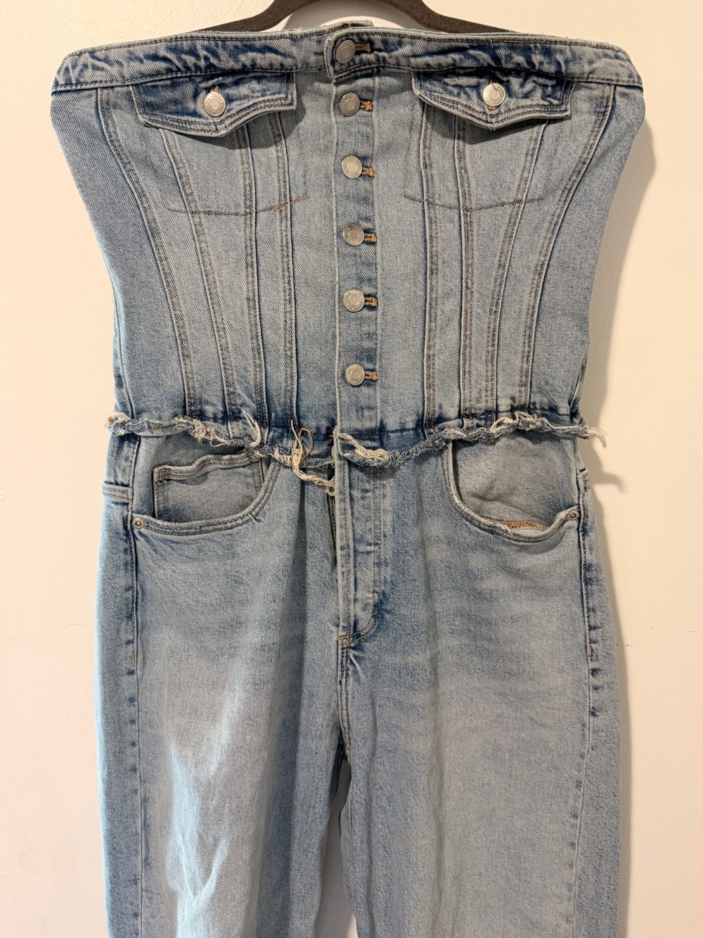 Zara TRF Denim Jumpsuit Size Large